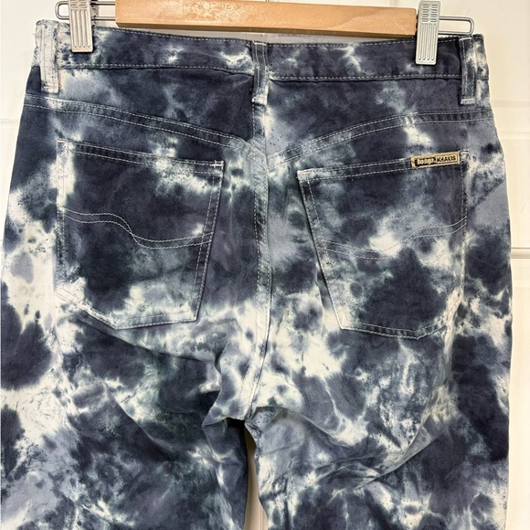 Vintage Y2K Bongo Low Rider Tie Dye Flare Pant Blue Cropped 90s Boho Retro Sz 7 - Picture 5 of 12